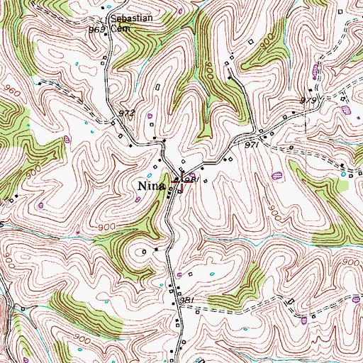 Topographic Map of Nina, KY