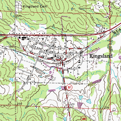 Topographic Map of Kingsland, AR