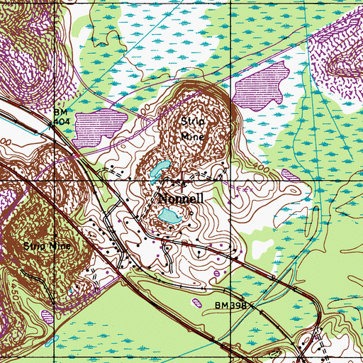 Topographic Map of Nonnell, KY
