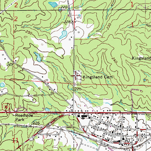 Topographic Map of Kingsland Cemetery, AR