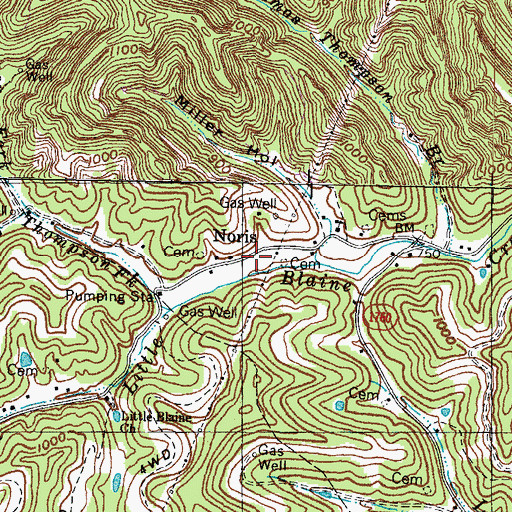 Topographic Map of Noris, KY