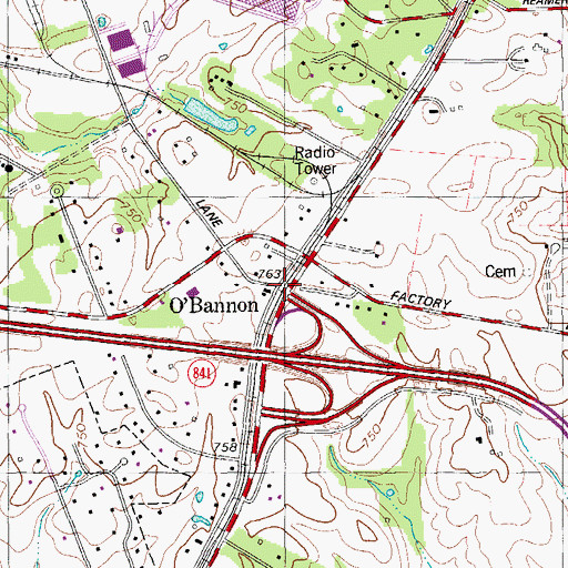Topographic Map of O'Bannon, KY