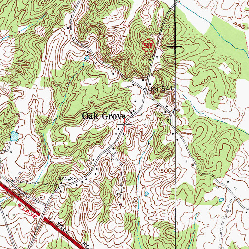 Topographic Map of Oak Grove, KY