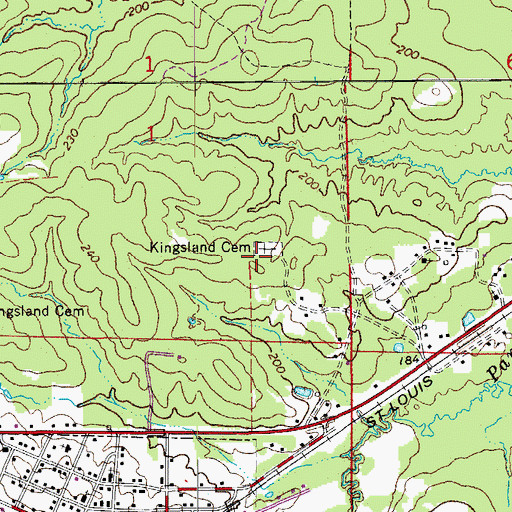 Topographic Map of Kingsland Cemetery East, AR