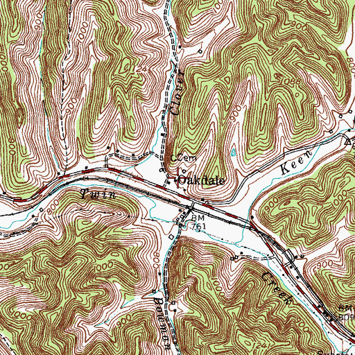 Topographic Map of Oakdale, KY