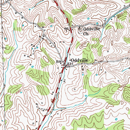 Topographic Map of Oddville, KY