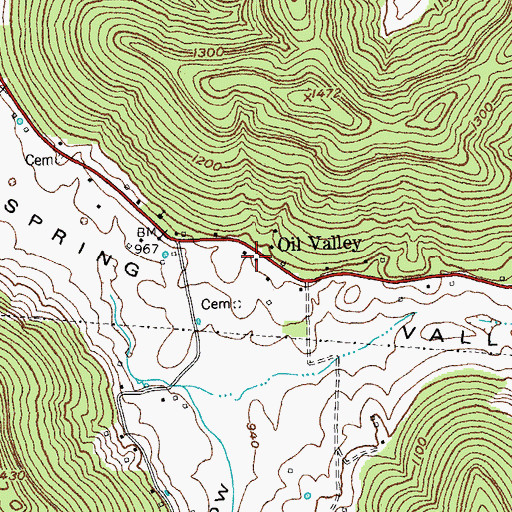 Topographic Map of Oil Valley, KY