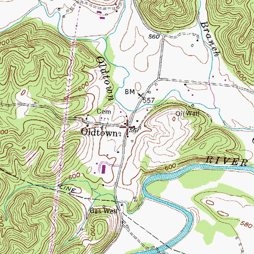 Topographic Map of Oldtown, KY