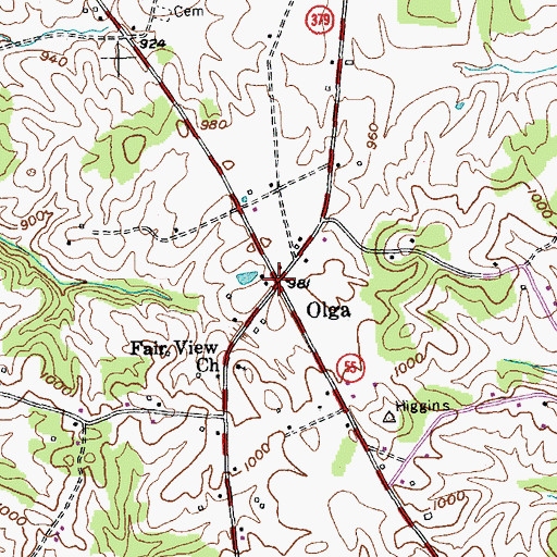 Topographic Map of Olga, KY