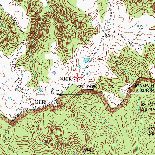 Topographic Map of Ollie, KY