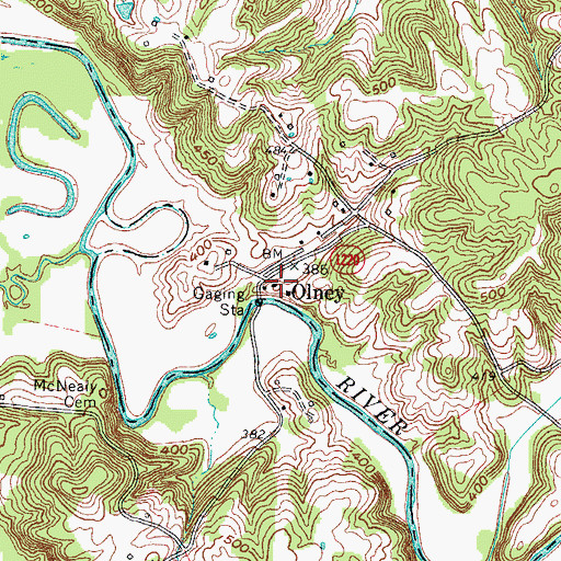 Topographic Map of Olney, KY