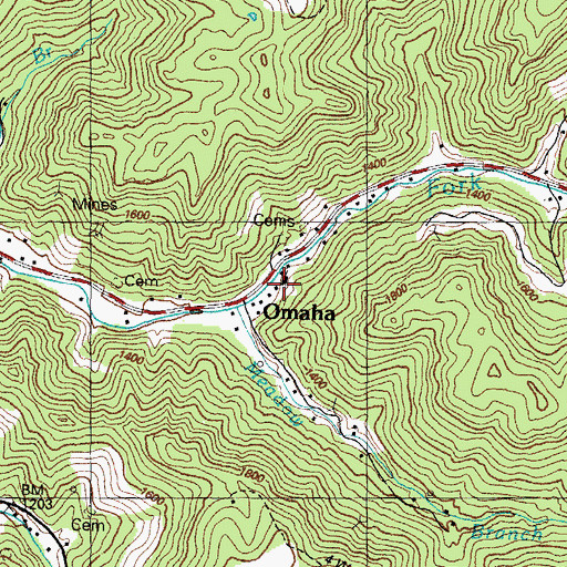 Topographic Map of Omaha, KY