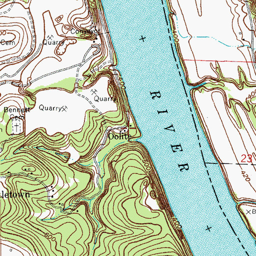 Topographic Map of Oolite, KY