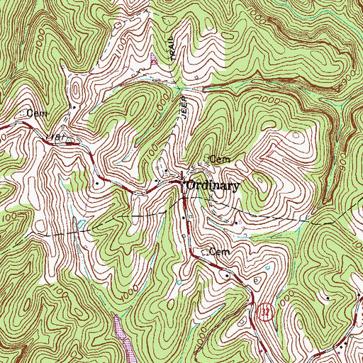 Topographic Map of Ordinary, KY