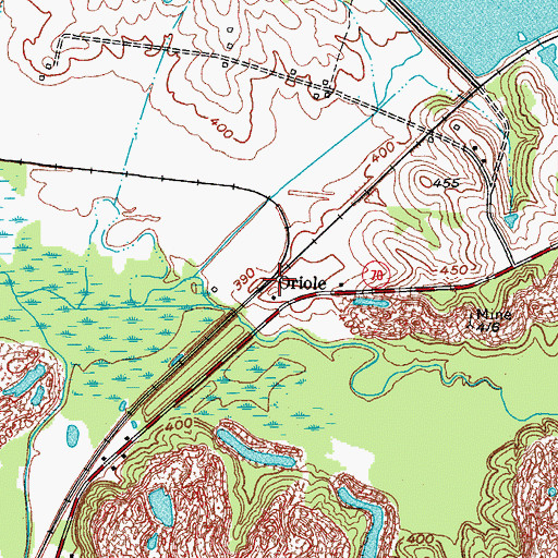 Topographic Map of Oriole, KY