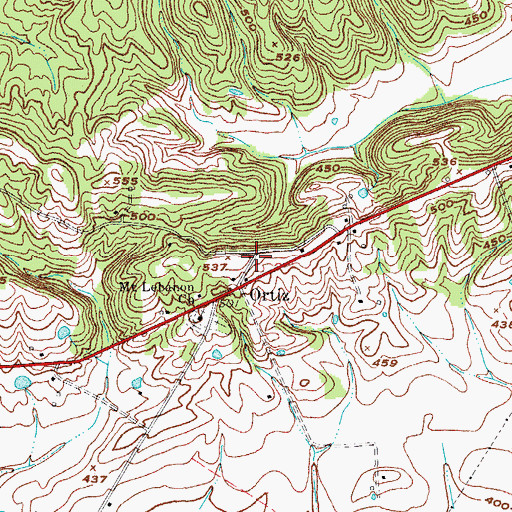 Topographic Map of Ortiz, KY