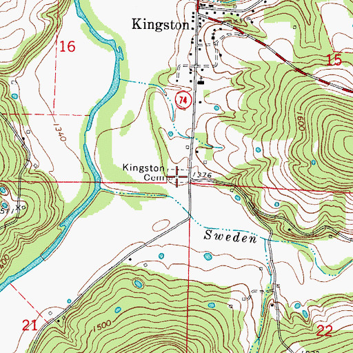 Topographic Map of Kingston Cemetery, AR