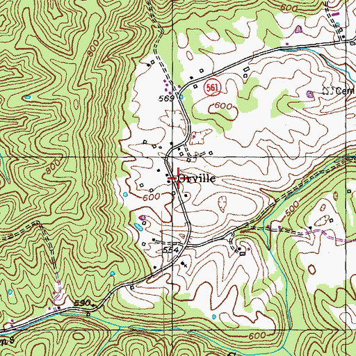 Topographic Map of Orville, KY