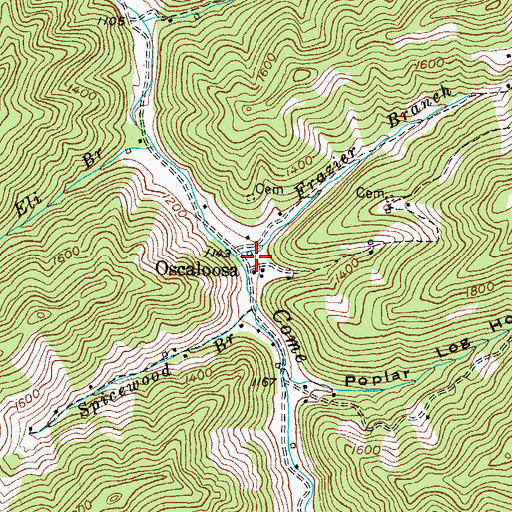 Topographic Map of Oscaloosa, KY