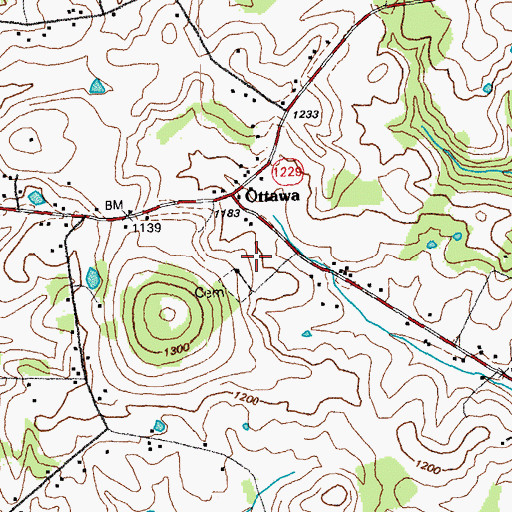 Topographic Map of Ottawa, KY