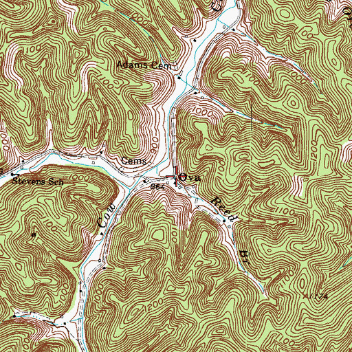 Topographic Map of Ova, KY