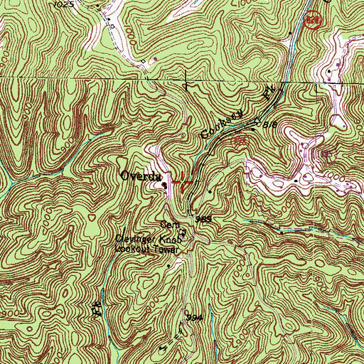 Topographic Map of Overda, KY