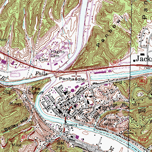 Topographic Map of Panhandle, KY