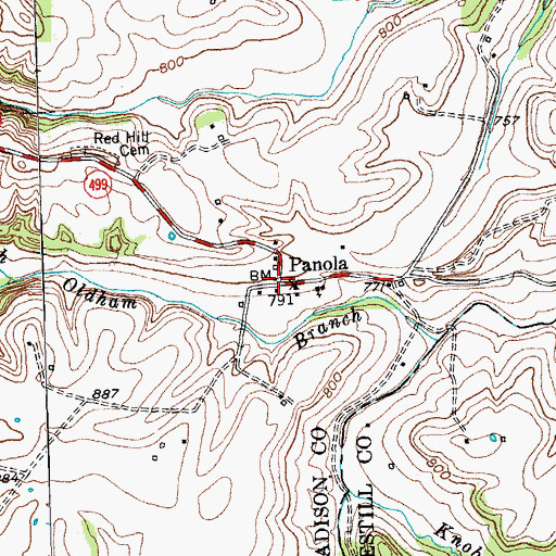 Topographic Map of Panola, KY