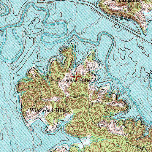 Topographic Map of Paradise Hills, KY