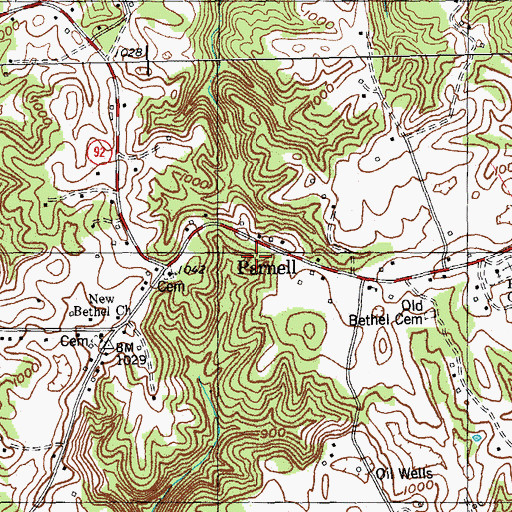 Topographic Map of Parnell, KY