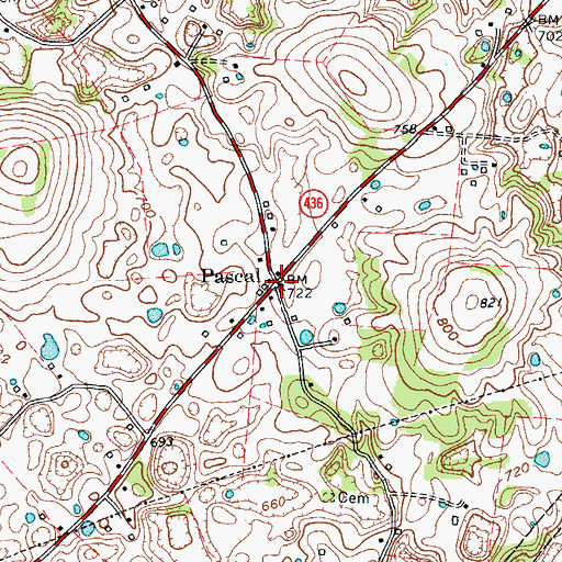 Topographic Map of Pascal, KY