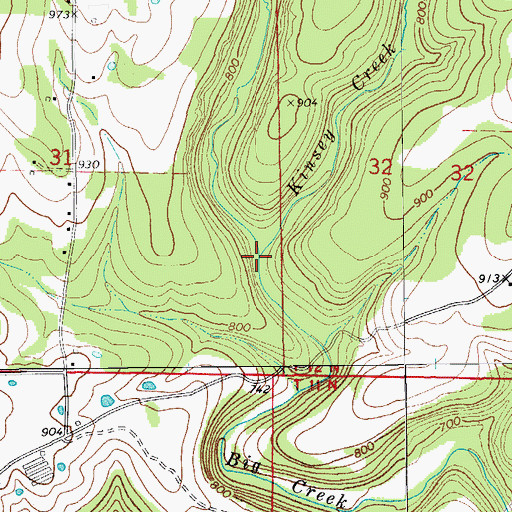 Topographic Map of Kinsey Creek, AR