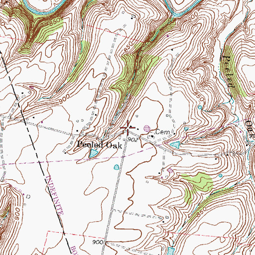 Topographic Map of Peeled Oak, KY
