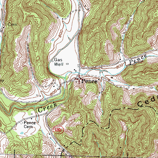 Topographic Map of Pence, KY