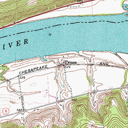 Topographic Map of Pence, KY