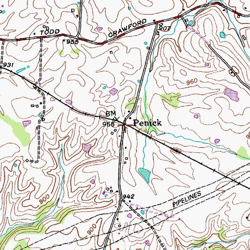 Topographic Map of Penick, KY