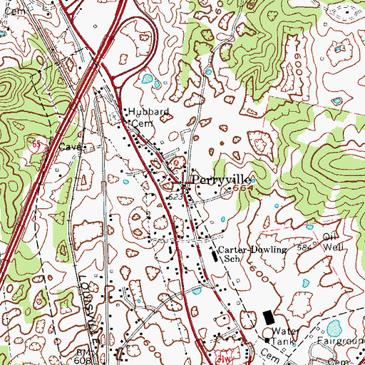 Topographic Map of Perryville, KY