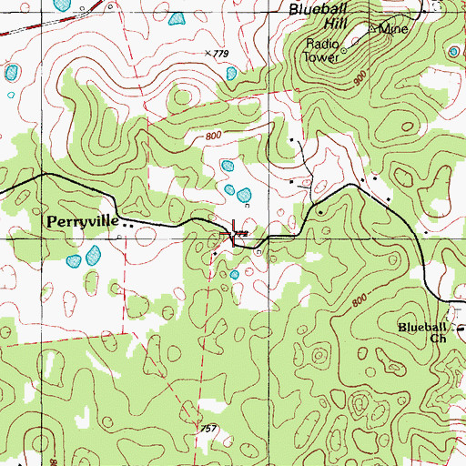 Topographic Map of Perryville, KY