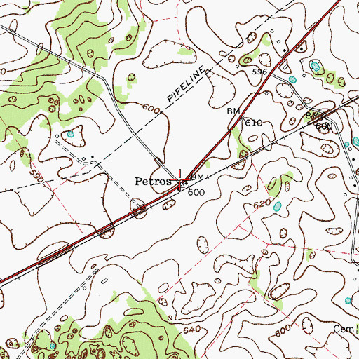 Topographic Map of Petros, KY