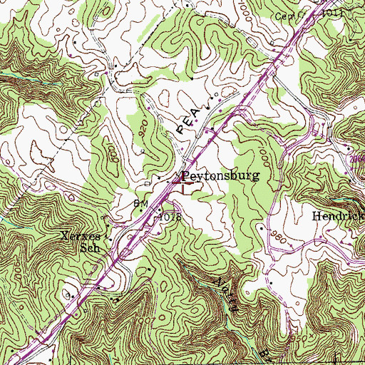 Topographic Map of Peytonsburg, KY