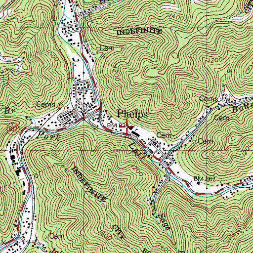 Topographic Map of Phelps, KY