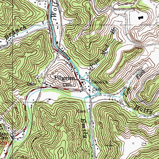 Topographic Map of Pilgrim, KY