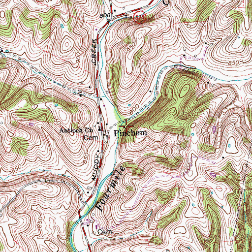 Topographic Map of Pinchem, KY