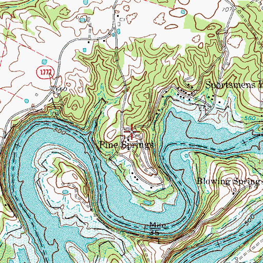 Topographic Map of Pine Springs, KY