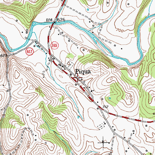 Topographic Map of Piqua, KY