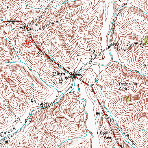 Topographic Map of Plum, KY