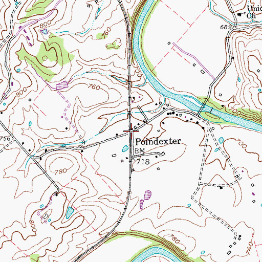Topographic Map of Poindexter, KY