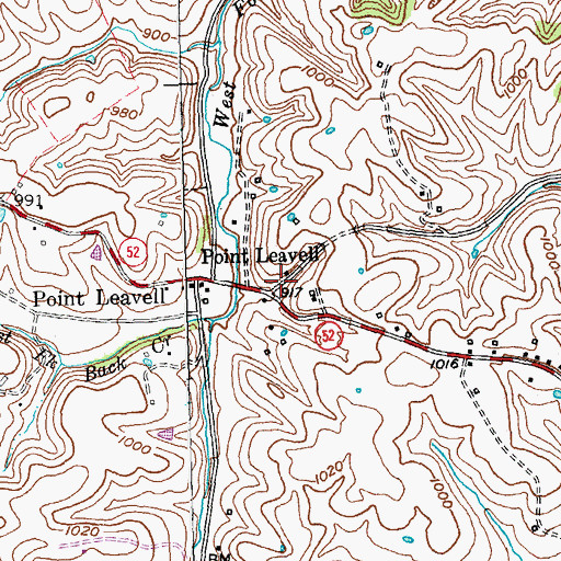 Topographic Map of Point Leavell, KY