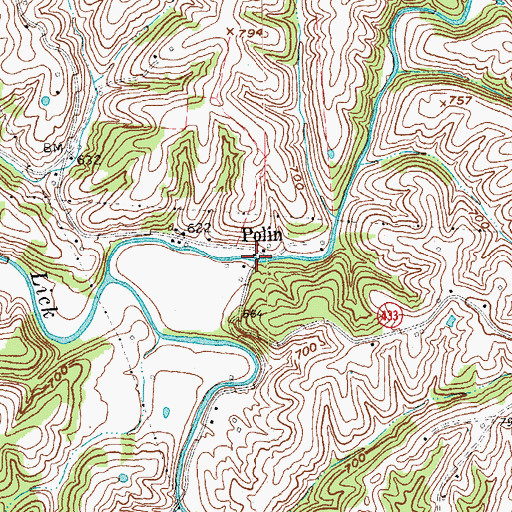 Topographic Map of Polin, KY