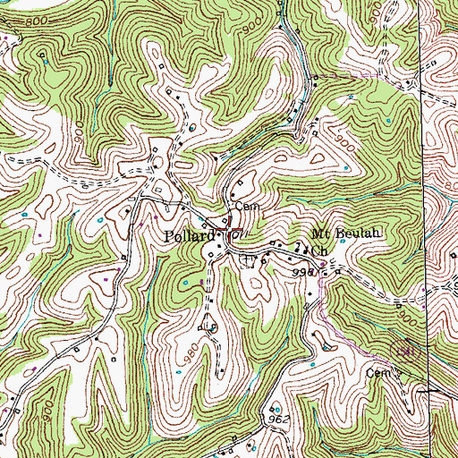 Topographic Map of Pollard, KY